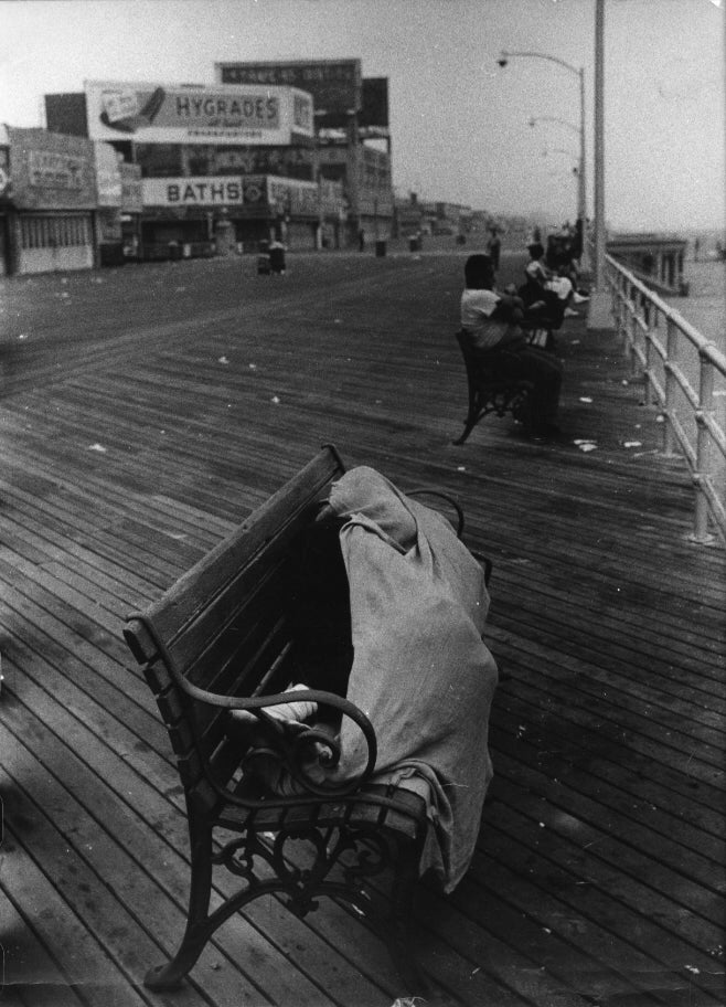 Frank, Coney Island (man sleeping on a bench), July 4, 1958