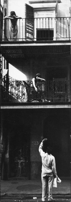 Newman, Untitled (women on terrace, man waving), 1954