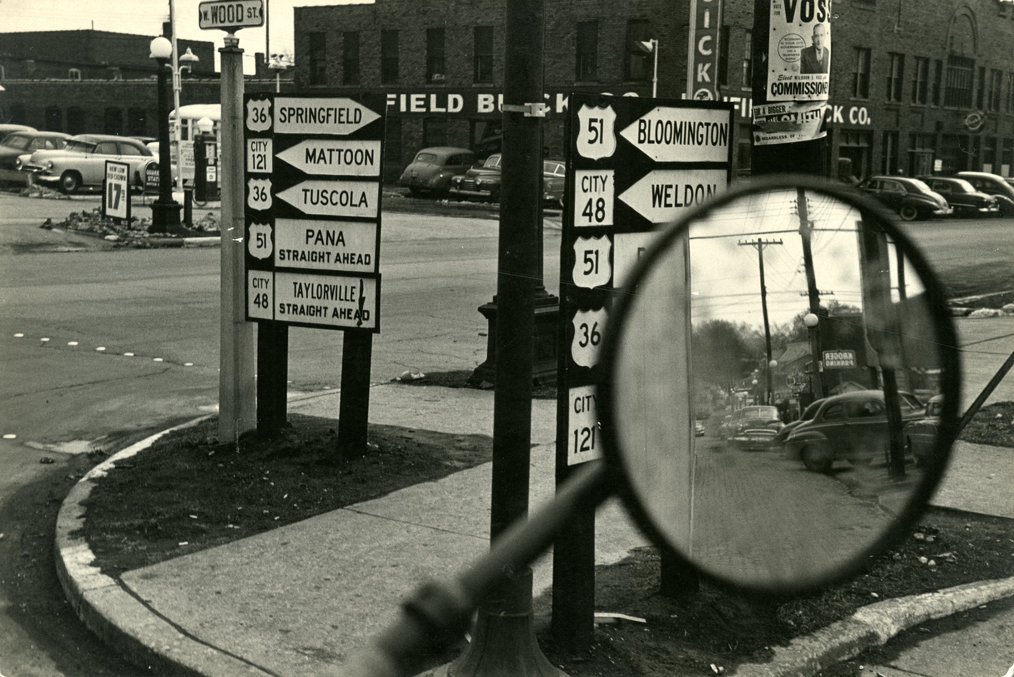 Weiner, Through a Cross Country Truck Window, Decatur, Illinois, c.1940
