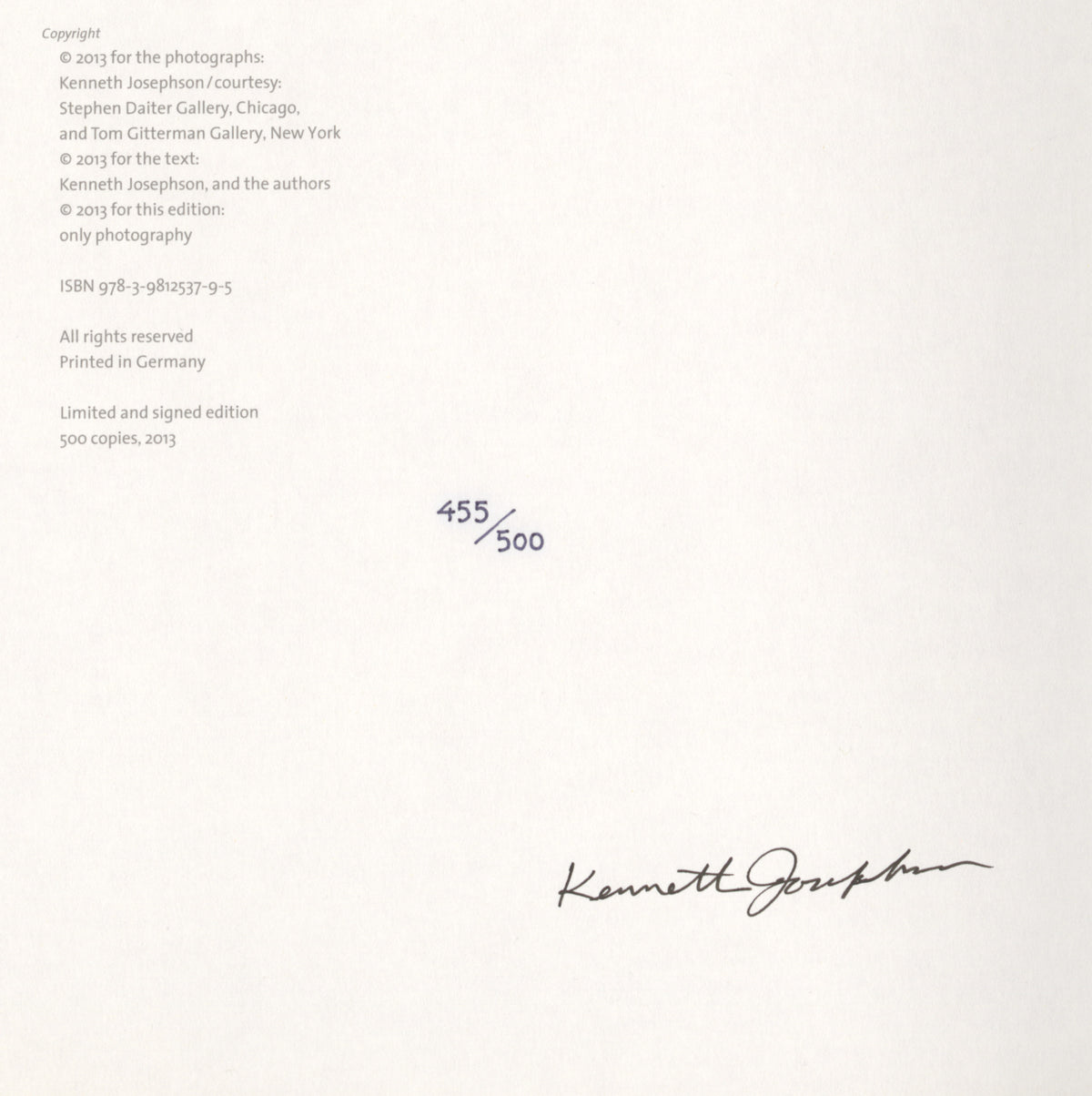 Josephson, Kenneth Josephson: Selected Photographs