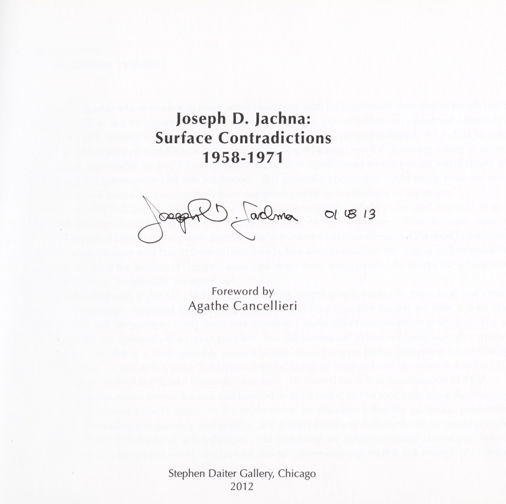 Jachna, Surface Contradictions 1958-1971
